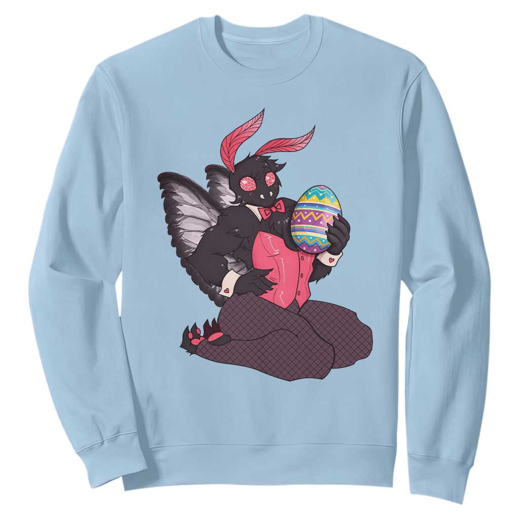 Sexy Easter Bunny Mothman Sweatshirt Cryptid Humor Gift TS12 Light Blue Print Your Wear