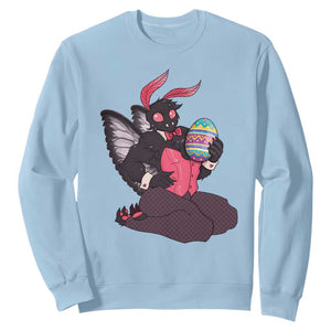 Sexy Easter Bunny Mothman Sweatshirt Cryptid Humor Gift TS12 Light Blue Print Your Wear
