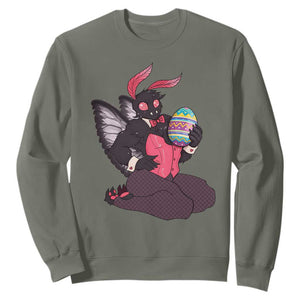 Sexy Easter Bunny Mothman Sweatshirt Cryptid Humor Gift TS12 Military Green Print Your Wear