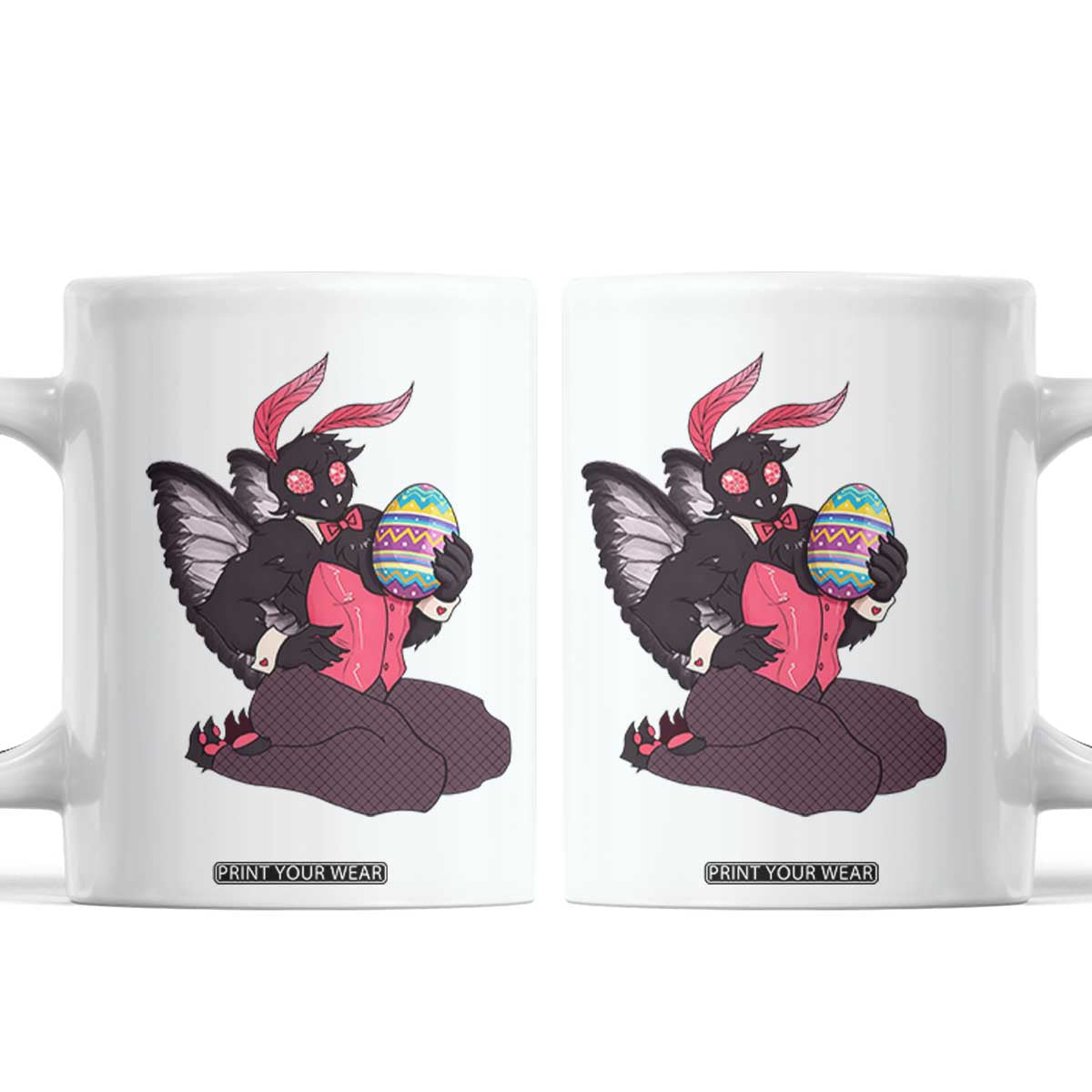 Sexy Easter Bunny Mothman Coffee Mug Cryptid Humor Gift TS12 White Print Your Wear