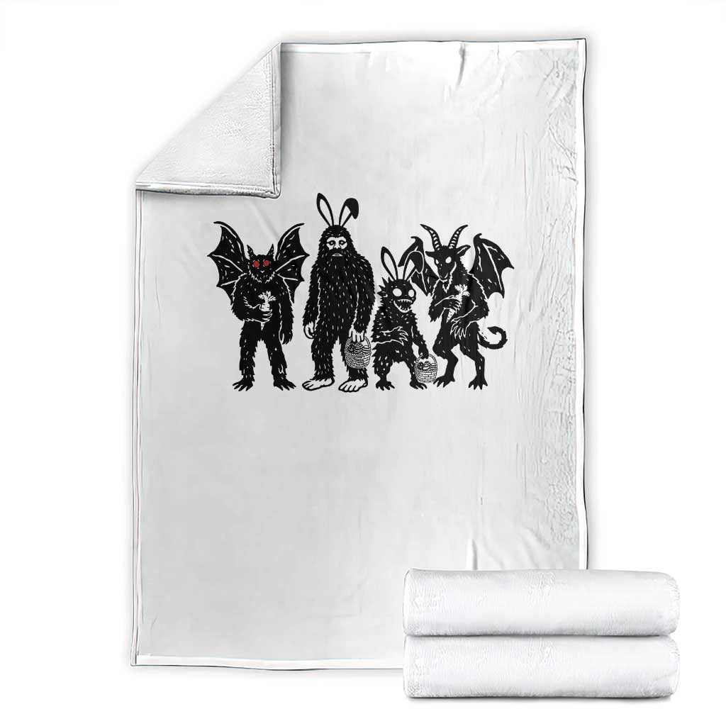 Funny Easter Cryptid Squad Throw Blanket Bigfoot Mothman Jersey Devil Chupacabra Gift TS12 White Print Your Wear
