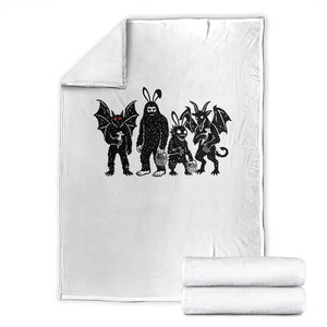 Funny Easter Cryptid Squad Throw Blanket Bigfoot Mothman Jersey Devil Chupacabra Gift TS12 White Print Your Wear