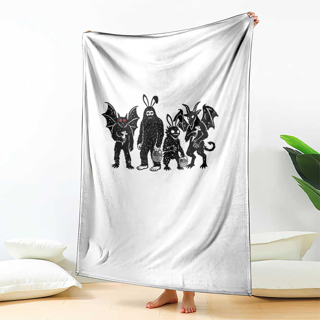 Funny Easter Cryptid Squad Throw Blanket Bigfoot Mothman Jersey Devil Chupacabra Gift TS12 Print Your Wear
