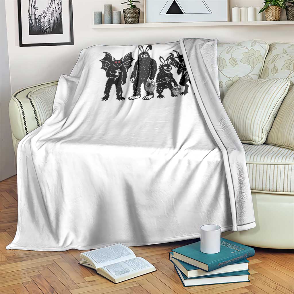 Funny Easter Cryptid Squad Throw Blanket Bigfoot Mothman Jersey Devil Chupacabra Gift TS12 Print Your Wear