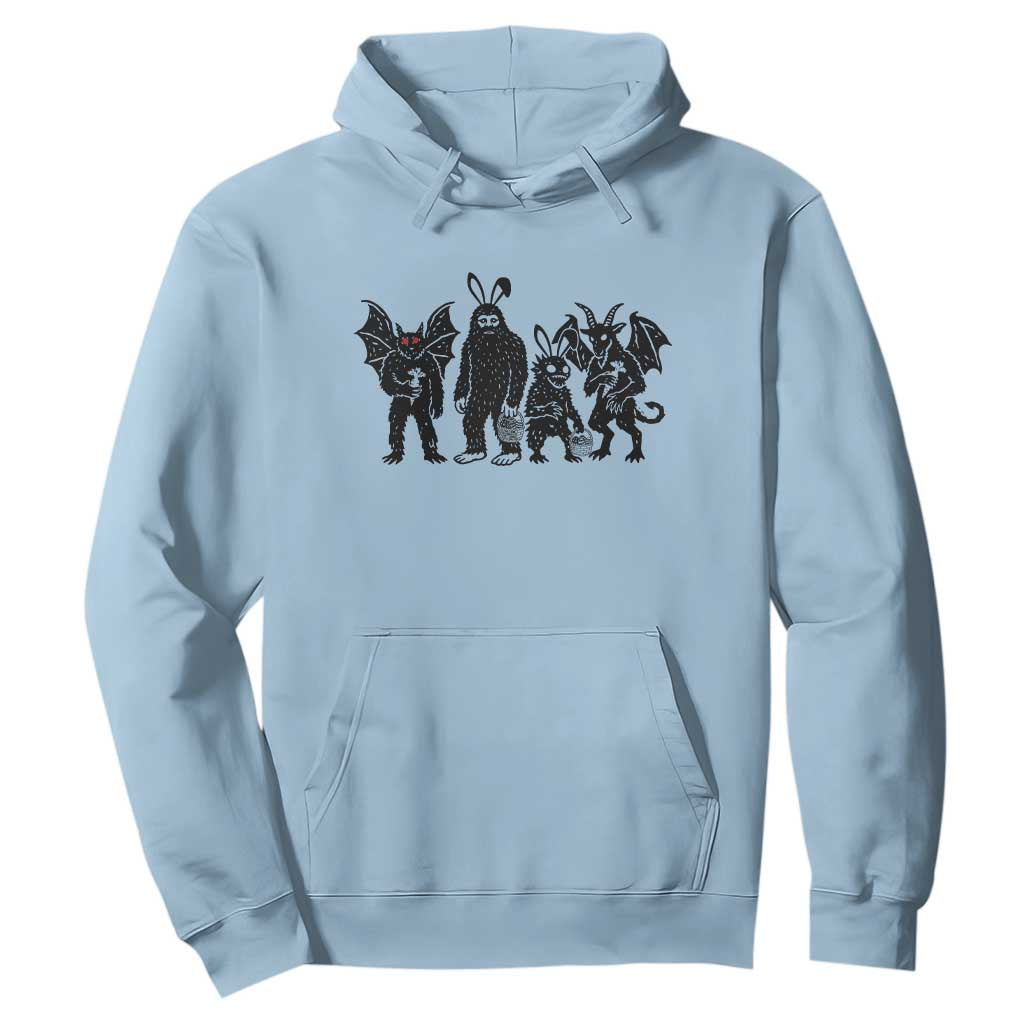 Funny Easter Cryptid Squad Hoodie Bigfoot Mothman Jersey Devil Chupacabra Gift TS12 Light Blue Print Your Wear