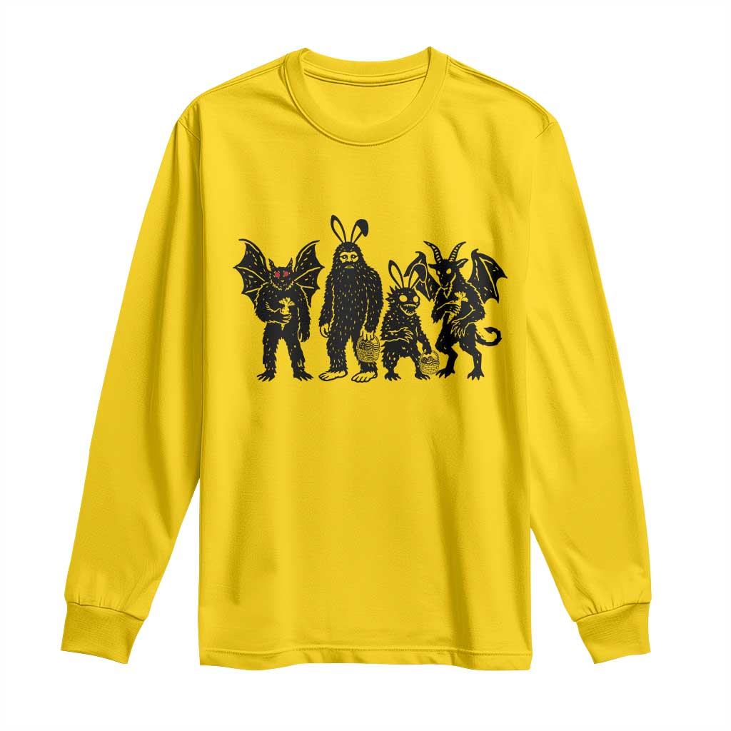Funny Easter Cryptid Squad Long Sleeve Shirt Bigfoot Mothman Jersey Devil Chupacabra Gift TS12 Daisy Print Your Wear