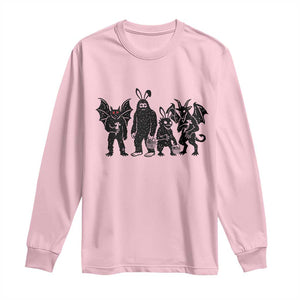 Funny Easter Cryptid Squad Long Sleeve Shirt Bigfoot Mothman Jersey Devil Chupacabra Gift TS12 Light Pink Print Your Wear
