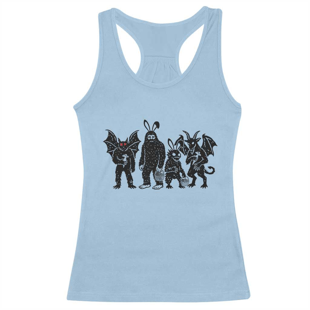 Funny Easter Cryptid Squad Racerback Tank Top Bigfoot Mothman Jersey Devil Chupacabra Gift TS12 Light Blue Print Your Wear