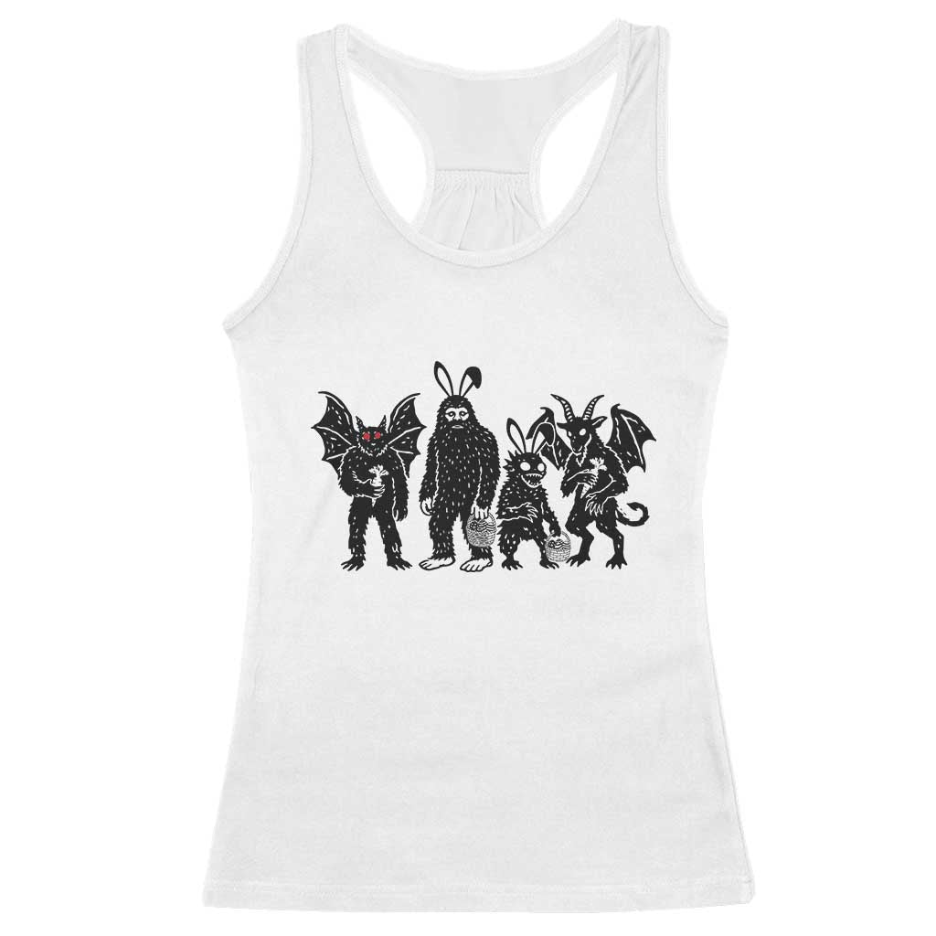 Funny Easter Cryptid Squad Racerback Tank Top Bigfoot Mothman Jersey Devil Chupacabra Gift TS12 White Print Your Wear