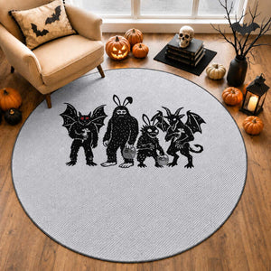 Funny Easter Cryptid Squad Round Rug Bigfoot Mothman Jersey Devil Chupacabra Gift