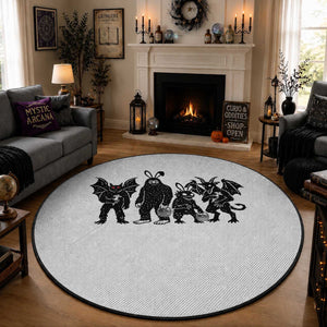 Funny Easter Cryptid Squad Round Rug Bigfoot Mothman Jersey Devil Chupacabra Gift