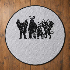 Funny Easter Cryptid Squad Round Rug Bigfoot Mothman Jersey Devil Chupacabra Gift