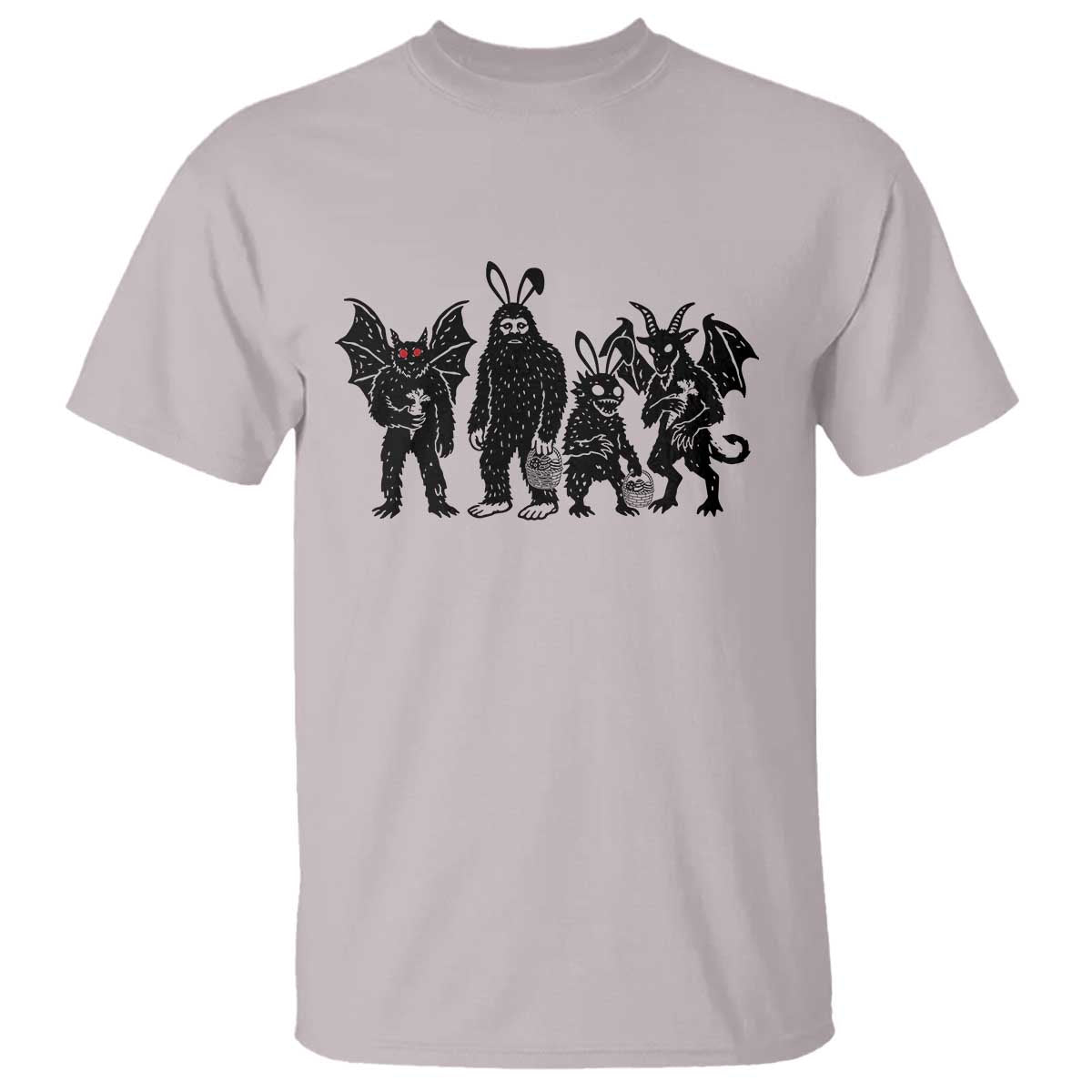 Funny Easter Cryptid Squad T Shirt Bigfoot Mothman Jersey Devil Chupacabra Gift TS12 Ice Gray Print Your Wear