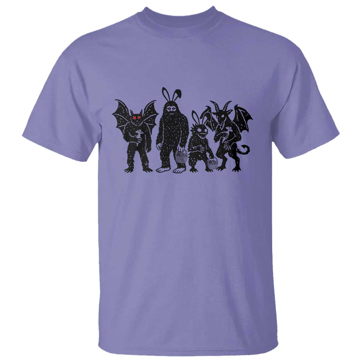 Funny Easter Cryptid Squad T Shirt Bigfoot Mothman Jersey Devil Chupacabra Gift TS12 Violet Print Your Wear