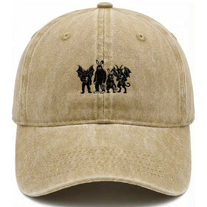 Funny Easter Cryptid Squad Washed Cotton Baseball Cap Bigfoot Mothman Jersey Devil Chupacabra Gift TS12 Washed Cap Universal Fit Khaki Print Your Wear