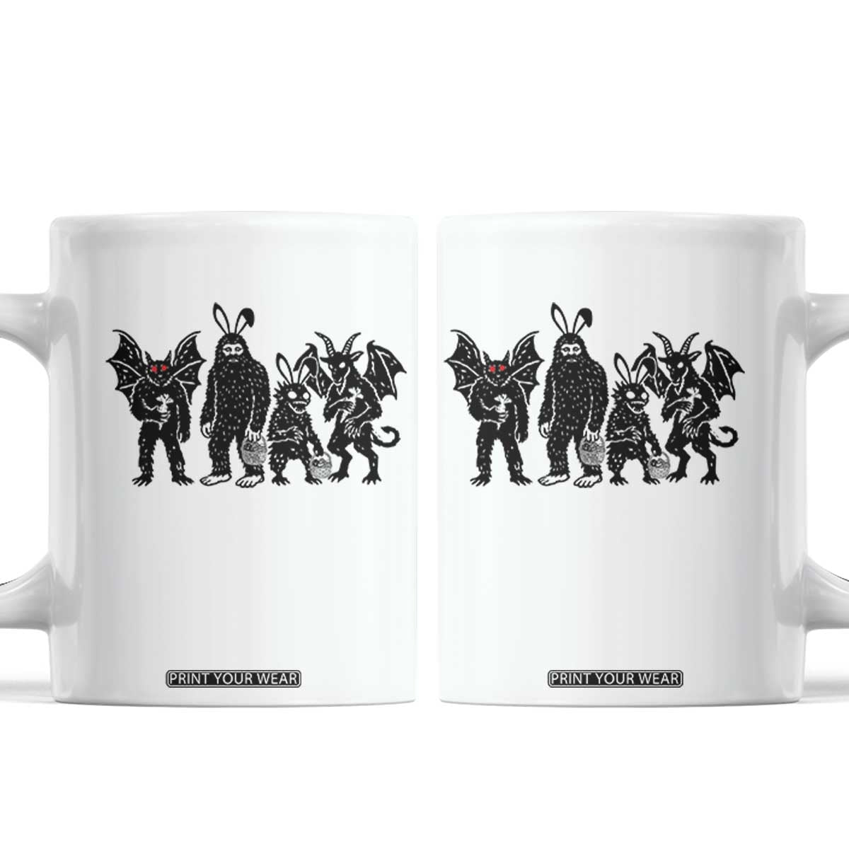 Funny Easter Cryptid Squad Coffee Mug Bigfoot Mothman Jersey Devil Chupacabra Gift TS12 White Print Your Wear