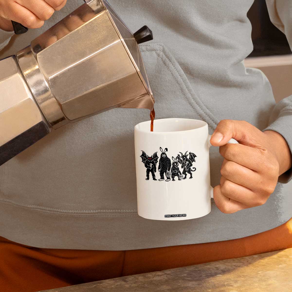 Funny Easter Cryptid Squad Coffee Mug Bigfoot Mothman Jersey Devil Chupacabra Gift TS12 Print Your Wear