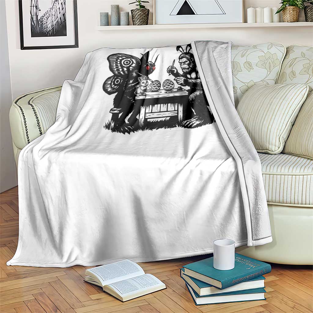 Funny Bigfoot And Mothman Egg Painting Throw Blanket Cryptid Easter Gift TS12 Print Your Wear