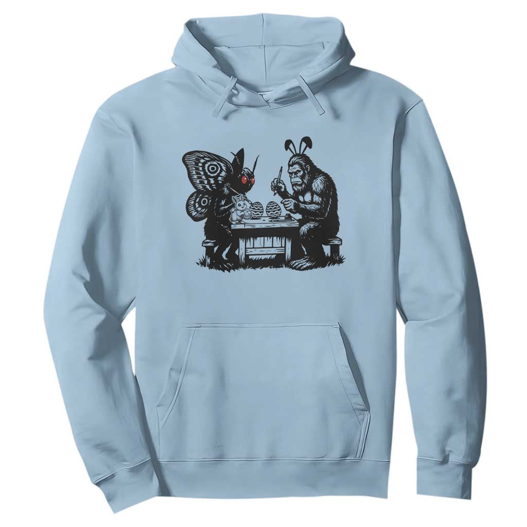 Funny Bigfoot And Mothman Egg Painting Hoodie Cryptid Easter Gift TS12 Light Blue Print Your Wear