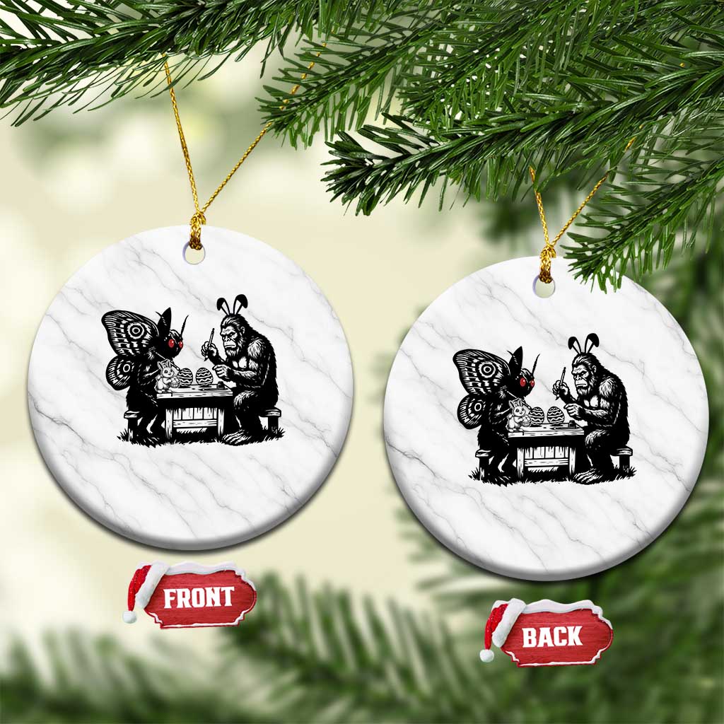Funny Bigfoot And Mothman Egg Painting Ceramic Ornament Cryptid Easter Gift TS12 1pc White Marble Print Your Wear