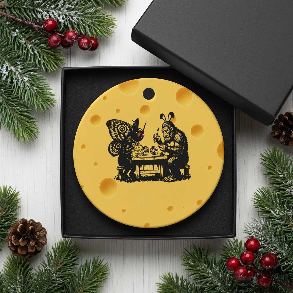 Funny Bigfoot And Mothman Egg Painting Ceramic Ornament Cryptid Easter Gift TS12 1pc Yellow Cheese Print Your Wear