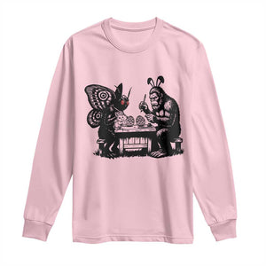 Funny Bigfoot And Mothman Egg Painting Long Sleeve Shirt Cryptid Easter Gift TS12 Light Pink Print Your Wear