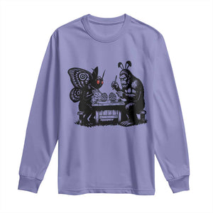 Funny Bigfoot And Mothman Egg Painting Long Sleeve Shirt Cryptid Easter Gift TS12 Violet Print Your Wear