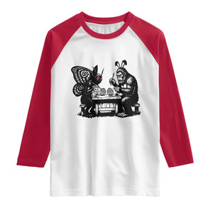 Funny Bigfoot And Mothman Egg Painting Raglan Shirt Cryptid Easter Gift TS12 White Red Print Your Wear