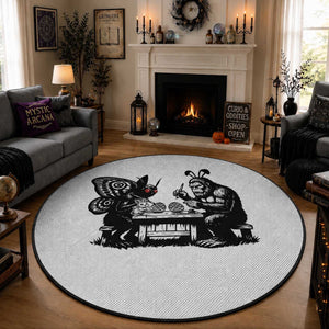 Funny Bigfoot And Mothman Egg Painting Round Rug Cryptid Easter Gift