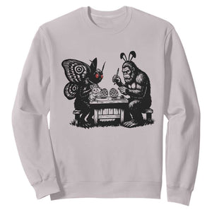 Funny Bigfoot And Mothman Egg Painting Sweatshirt Cryptid Easter Gift TS12 Ice Gray Print Your Wear