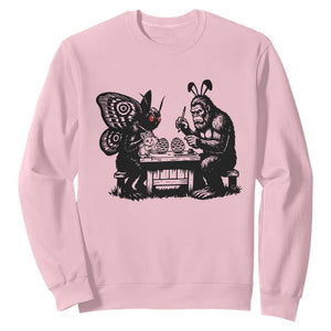 Funny Bigfoot And Mothman Egg Painting Sweatshirt Cryptid Easter Gift TS12 Light Pink Print Your Wear