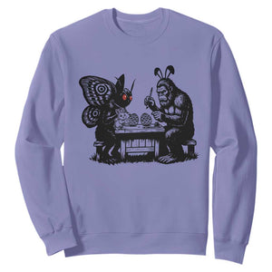 Funny Bigfoot And Mothman Egg Painting Sweatshirt Cryptid Easter Gift TS12 Violet Print Your Wear