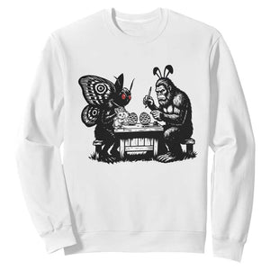 Funny Bigfoot And Mothman Egg Painting Sweatshirt Cryptid Easter Gift TS12 White Print Your Wear