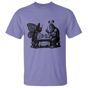 Funny Bigfoot And Mothman Egg Painting T Shirt Cryptid Easter Gift TS12 Violet Print Your Wear