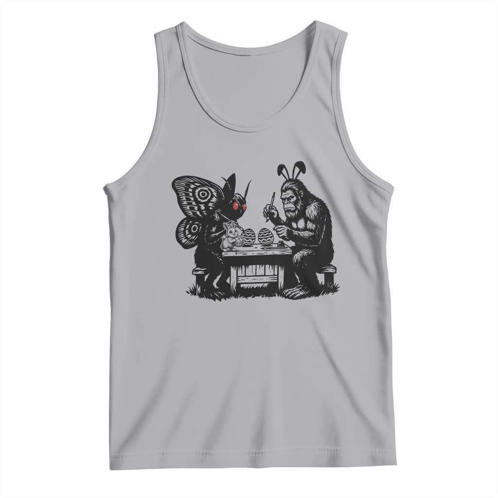 Funny Bigfoot And Mothman Egg Painting Tank Top Cryptid Easter Gift TS12 Athletic Heather Print Your Wear