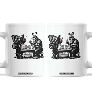 Funny Bigfoot And Mothman Egg Painting Coffee Mug Cryptid Easter Gift TS12 White Print Your Wear