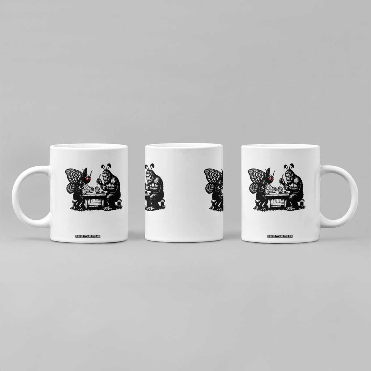 Funny Bigfoot And Mothman Egg Painting Coffee Mug Cryptid Easter Gift TS12 Print Your Wear