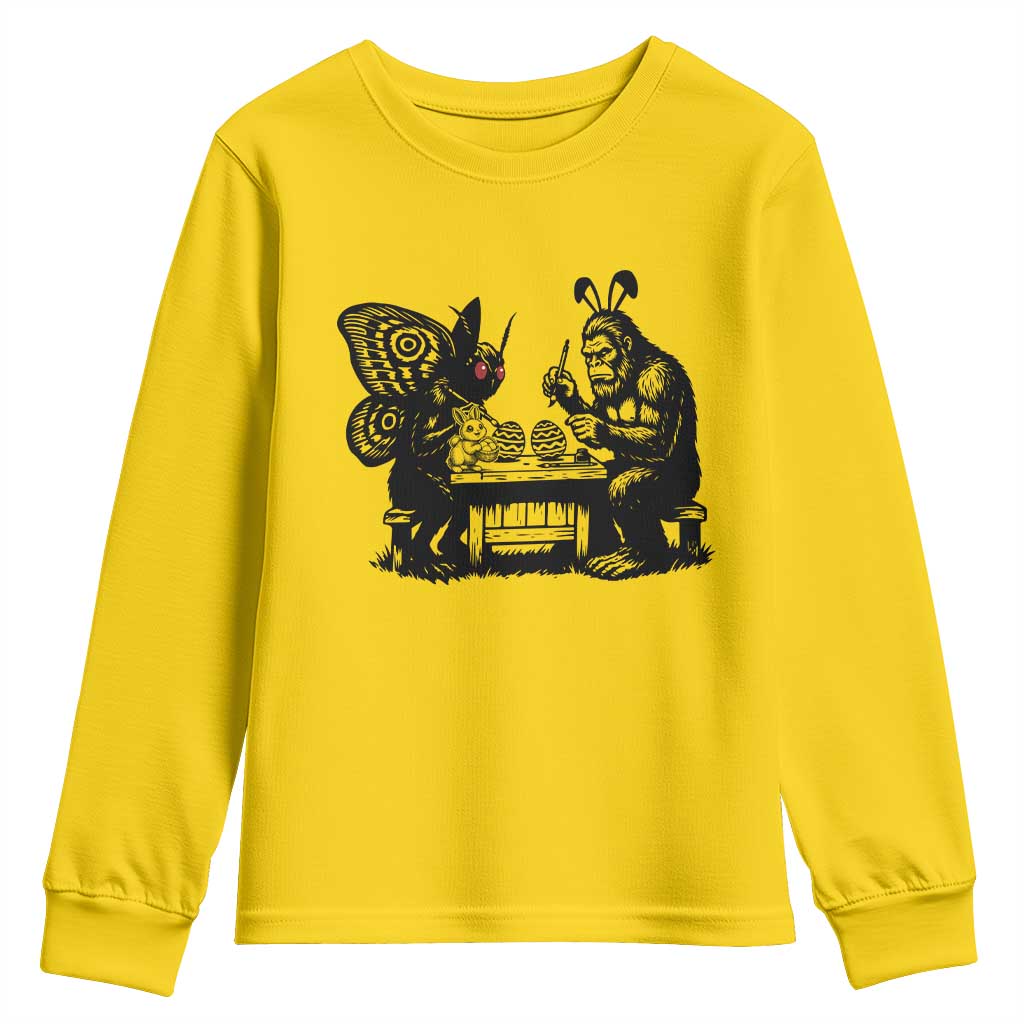 Funny Bigfoot And Mothman Egg Painting Youth Sweatshirt Cryptid Easter Gift TS12 Daisy Print Your Wear