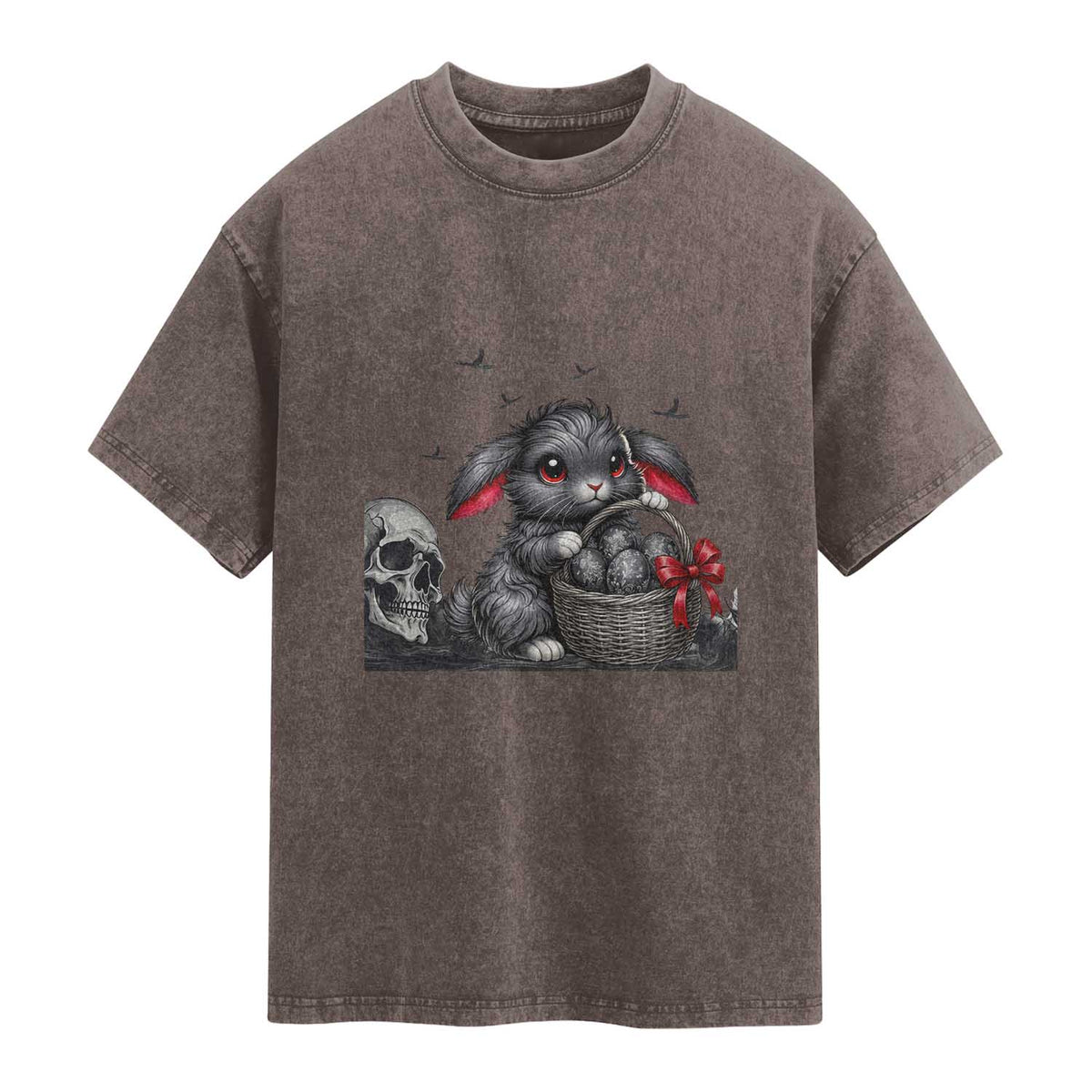Gothic Easter Bunny Washed Cotton T-Shirt Dark Aesthetic Rabbit Gift