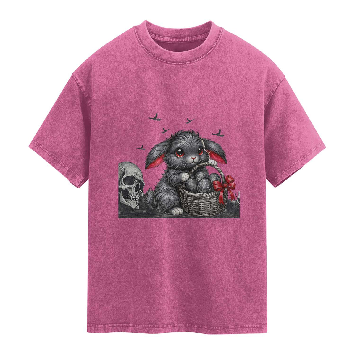 Gothic Easter Bunny Washed Cotton T-Shirt Dark Aesthetic Rabbit Gift