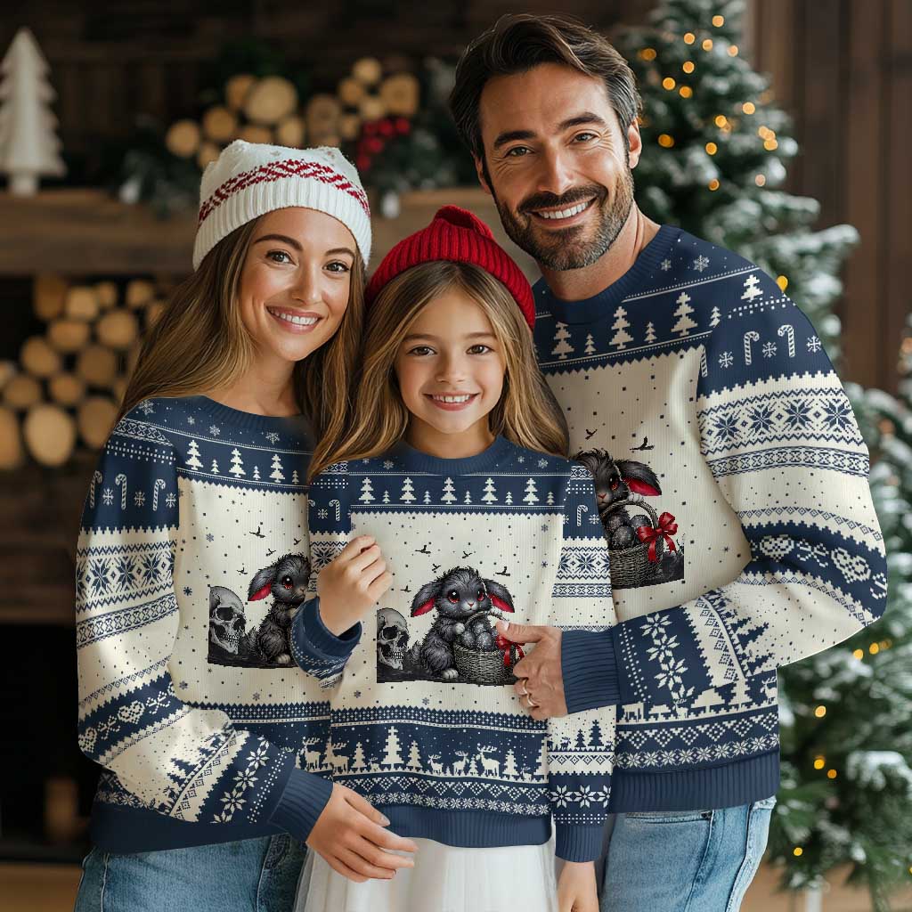 Gothic Easter Bunny Ugly Christmas Sweater Dark Aesthetic Rabbit Gift TS12 Beige Navy Print Your Wear