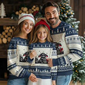 Gothic Easter Bunny Ugly Christmas Sweater Dark Aesthetic Rabbit Gift TS12 Beige Navy Print Your Wear