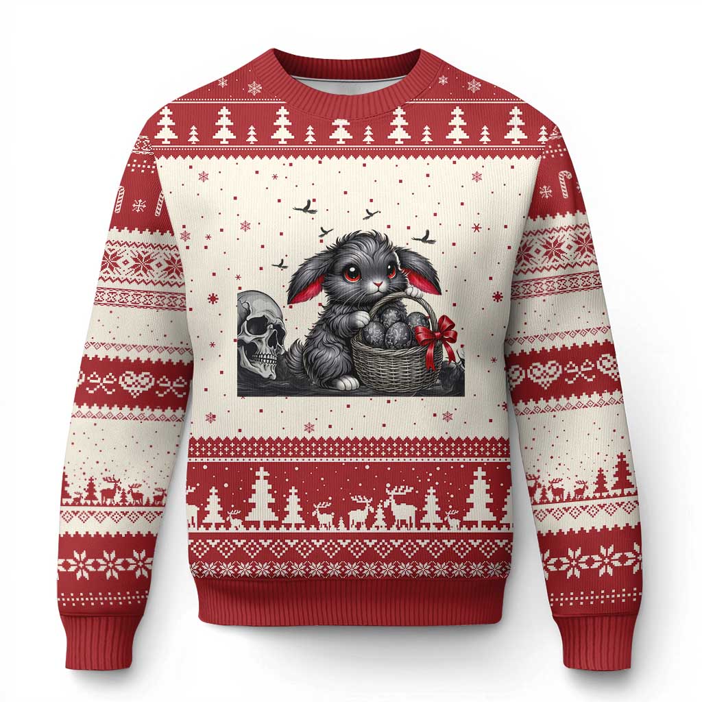Gothic Easter Bunny Ugly Christmas Sweater Dark Aesthetic Rabbit Gift TS12 Beige Red Print Your Wear