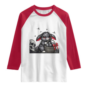 Gothic Easter Bunny Raglan Shirt Dark Aesthetic Rabbit Gift TS12 White Red Print Your Wear