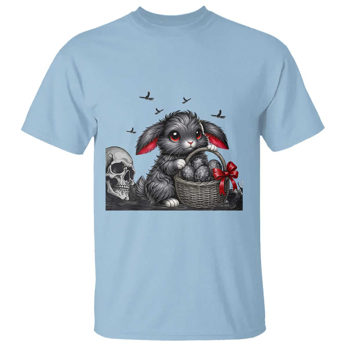 Gothic Easter Bunny T Shirt Dark Aesthetic Rabbit Gift TS12 Light Blue Print Your Wear