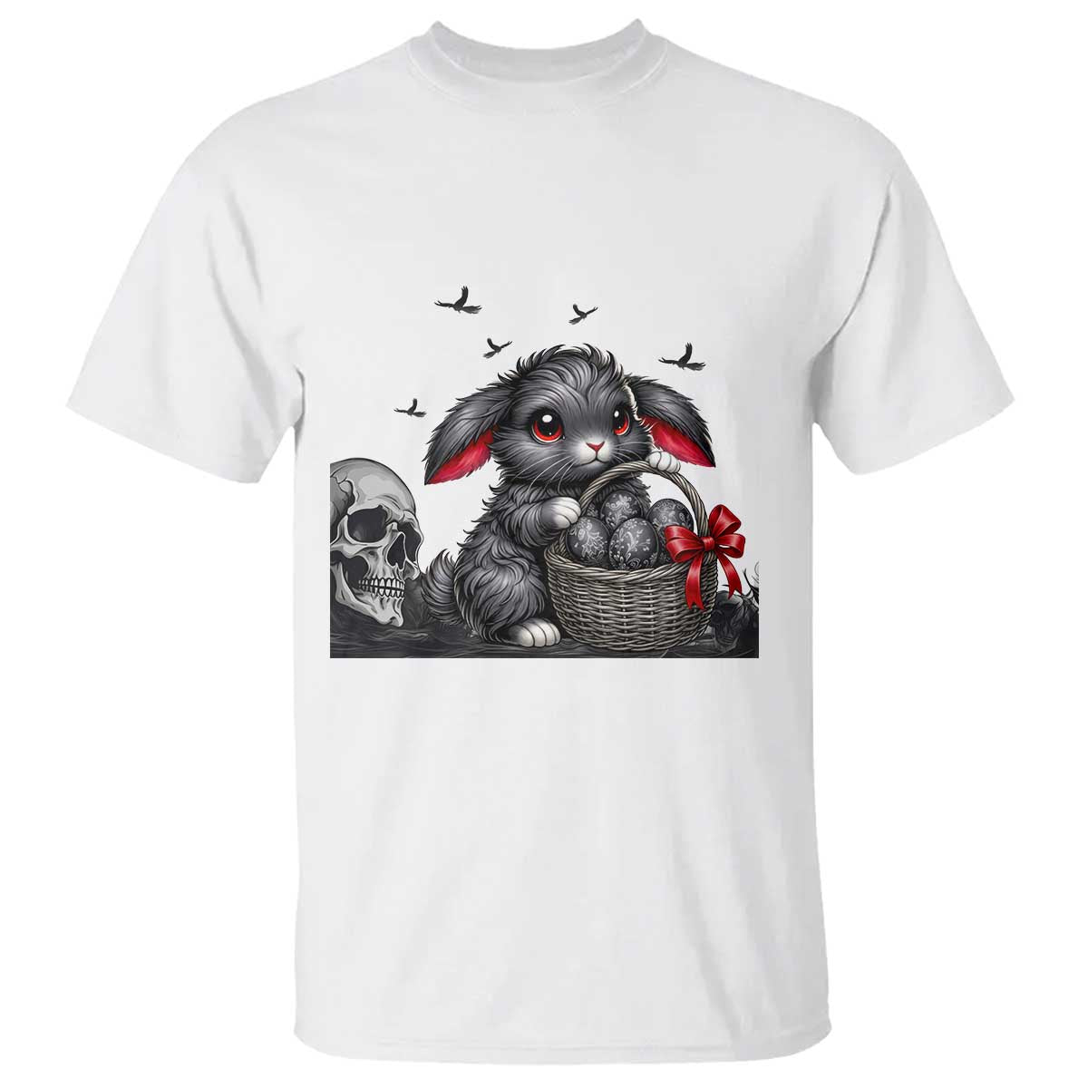 Gothic Easter Bunny T Shirt Dark Aesthetic Rabbit Gift TS12 White Print Your Wear