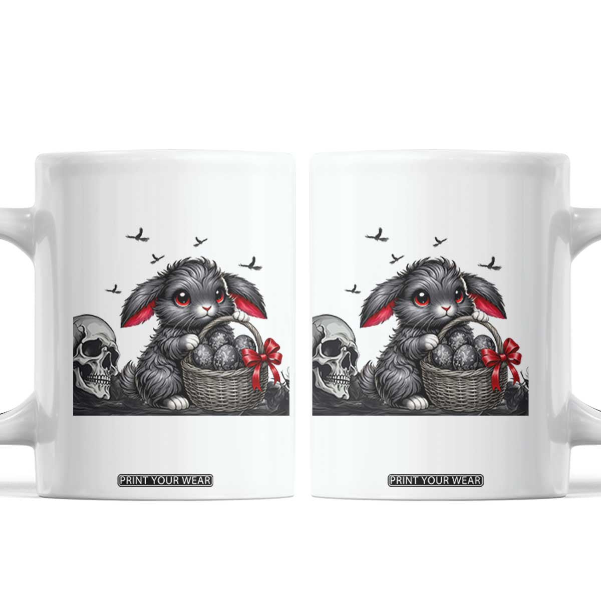 Gothic Easter Bunny Coffee Mug Dark Aesthetic Rabbit Gift TS12 White Print Your Wear