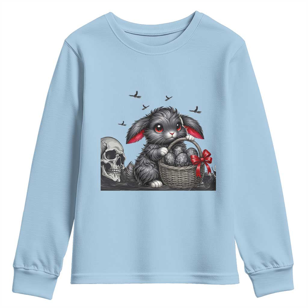 Gothic Easter Bunny Youth Sweatshirt Dark Aesthetic Rabbit Gift TS12 Light Blue Print Your Wear