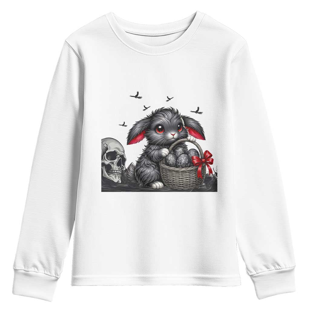 Gothic Easter Bunny Youth Sweatshirt Dark Aesthetic Rabbit Gift TS12 White Print Your Wear