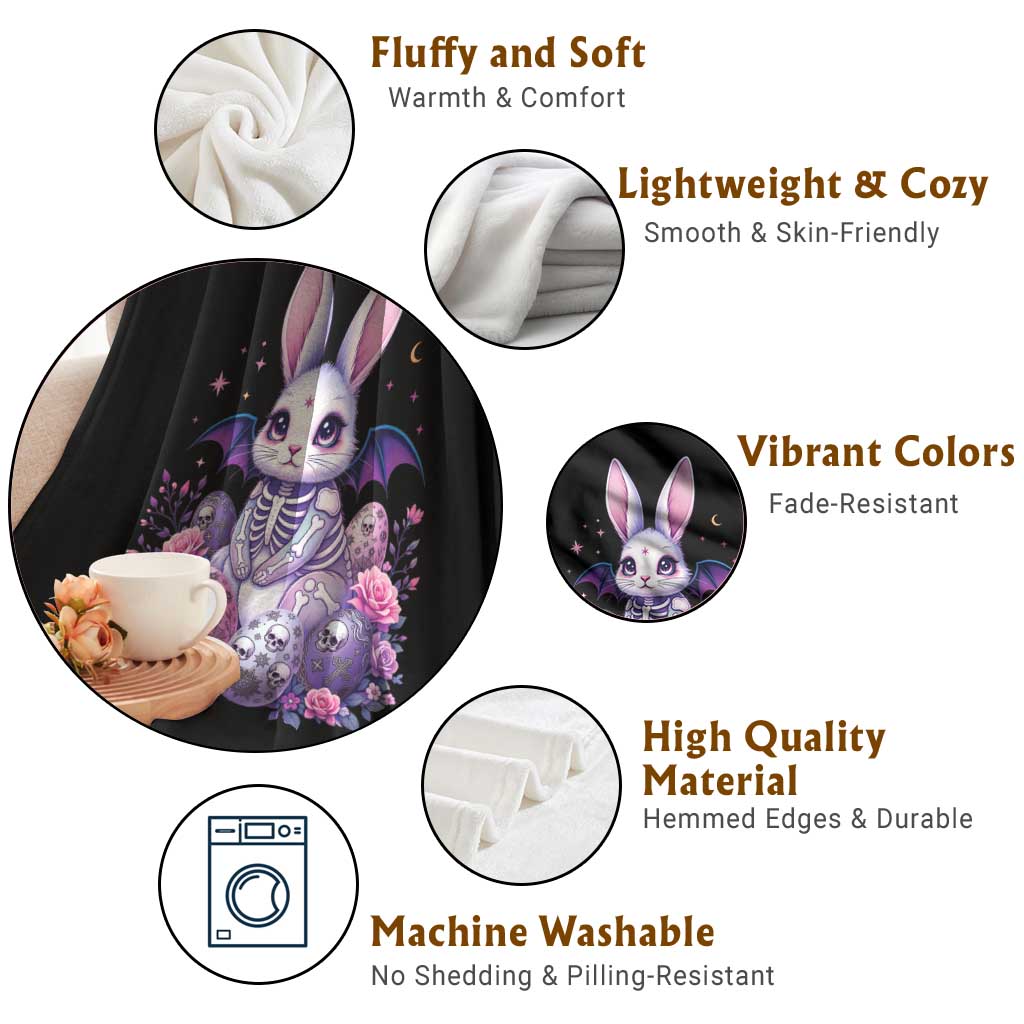 Cute Spooky Easter Bunny Throw Blanket Pastel Goth Rabbit Gift TS12 Print Your Wear
